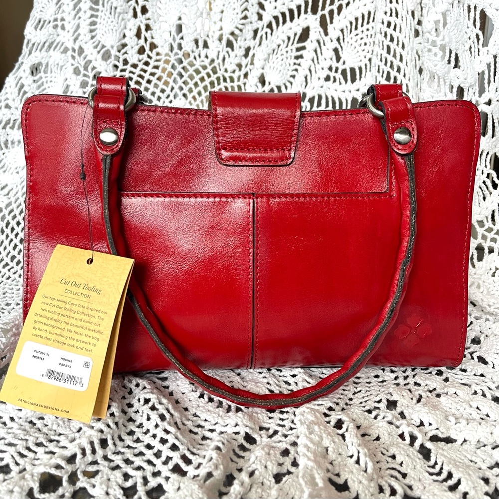 Patricia Nash Rosina Cavo Tote Cut Out Tooling Papaya NWT - Picture 2 of 7